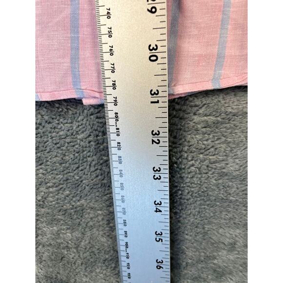 Men's Brooks Brothers XL pink and blue striped linen long sleeve button up  Exc - Picture 8 of 9